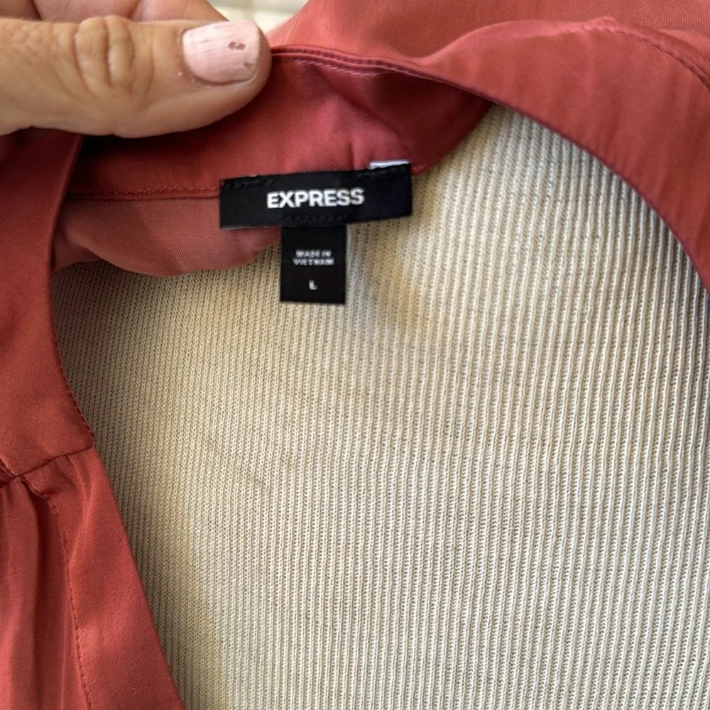 Express burnt orange v neck pullover blouse top size large - Picture 5 of 11
